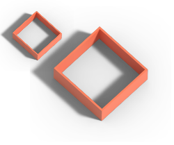 Two 3D diamond shapes, one larger than the other.