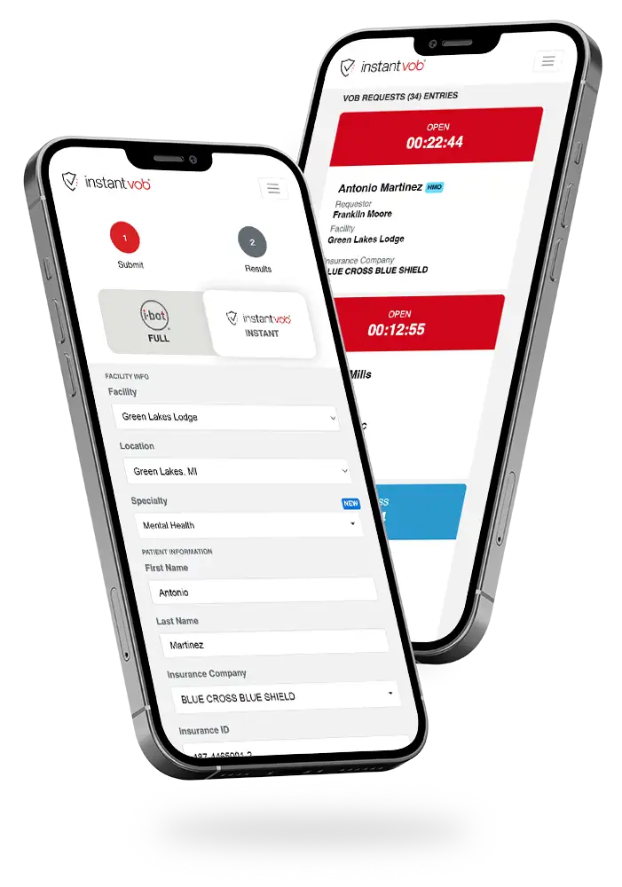 Phone screen with instantVOB app