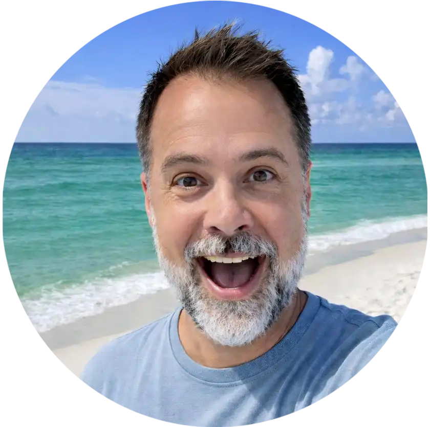 Fun image of Jared at the beach