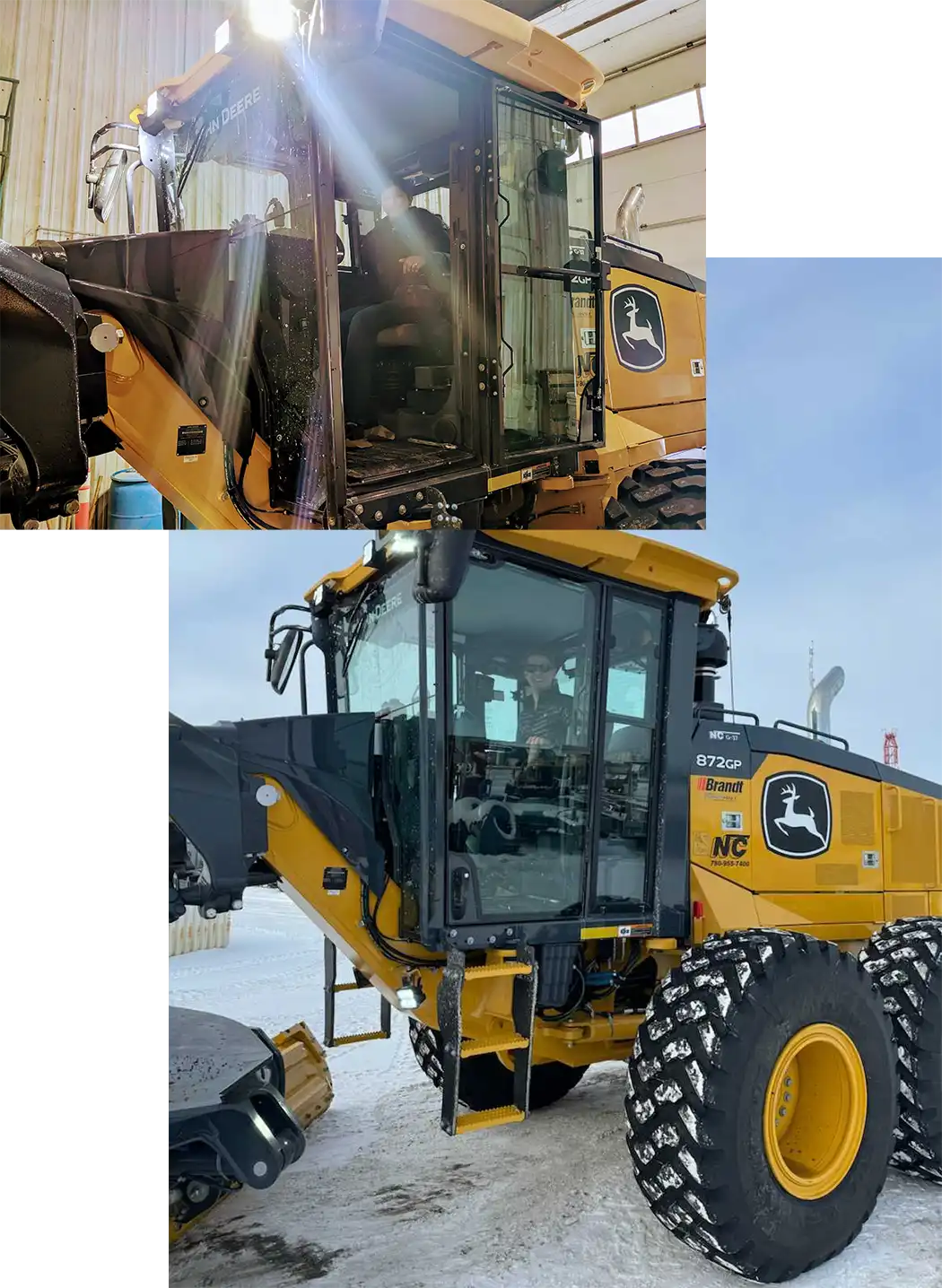 A TSG designer and developer sitting in tractors