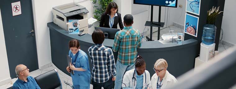 Busy hospital waiting room